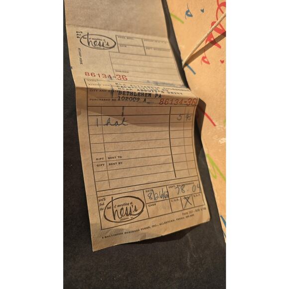 Vintage Hess Brothers Hat Cloche Fitted Womens Medium Black Straw Bow Box 60s - Picture 7 of 9